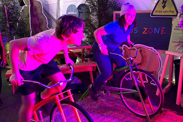 two people on bicycles