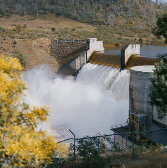 Dam spilling water